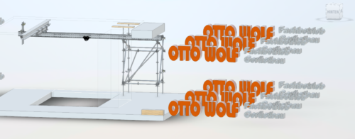 3D-Planung Einschienenlaufwerk an Gerüstkonstruktion Otto Wolf